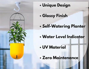 Elegant Yellow Self-Watering Ceiling Hanging Sphere Planter-1 PC